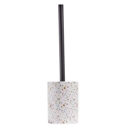 Brosse WC Socle Rond Grès Terrazzo Blanc Bleu Marron Ø9,2xH36cm