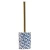 Brosse WC Manche Doré Socle Grès Motif Floral Bleu Et Blanc Ø9,2xH36cm