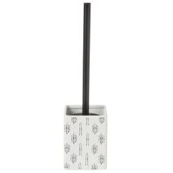Brosse WC Socle Carré Grès Motif Trait Noir Et Blanc 9,2x9,2xH36cm