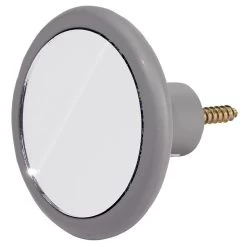 Patère Murale Ronde Miroir Contour Gris Ø8cm