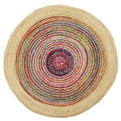 Tapis Rond Jute Et Coton Cercle Multicolore Ø90cm