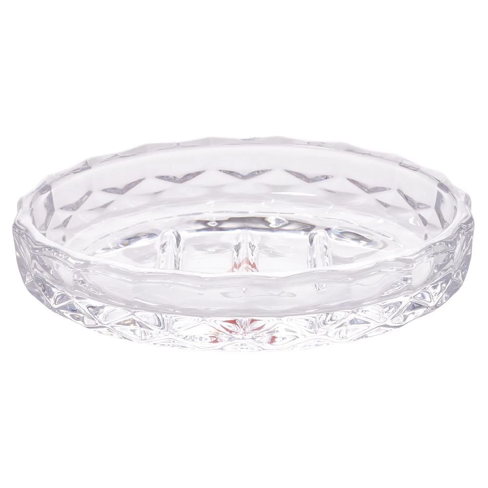 Porte-savon En Verre Effet Cristallin Transparent 12x8xH2,5cm 1 Porte-savon En Verre Effet Cristallin Transparent 12x8xH2,5cm