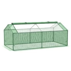 Mini Serre De Jardin Serre à Tomates 1,8L X 0,9l X 0,7H M Métal Thermolaqué PE Haute Densité Fenêtre Moustiquaire Intégrées Vert