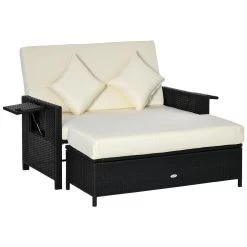 Ensemble De Jardin 2 Places : Canapé Dossier Inclinable Tablettes Coffre Matelas Et Coussins Intégrées + Repose-pieds Résine Tressée 4 Fils Noire Polyester Crème -Vous ne pouvez pas battre les meubles. 639760e4e9be747439cae27fe589815a none 3018f7a5b66c15de07e1072f59e068a6 3018f7a