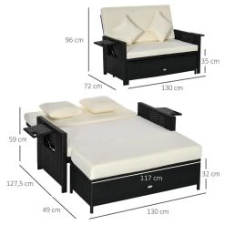 Ensemble De Jardin 2 Places : Canapé Dossier Inclinable Tablettes Coffre Matelas Et Coussins Intégrées + Repose-pieds Résine Tressée 4 Fils Noire Polyester Crème -Vous ne pouvez pas battre les meubles. 639760e4e9be747439cae27fe589815a none 3bfa7c6eb5ba380629f756b2568a8597 3bfa7c6