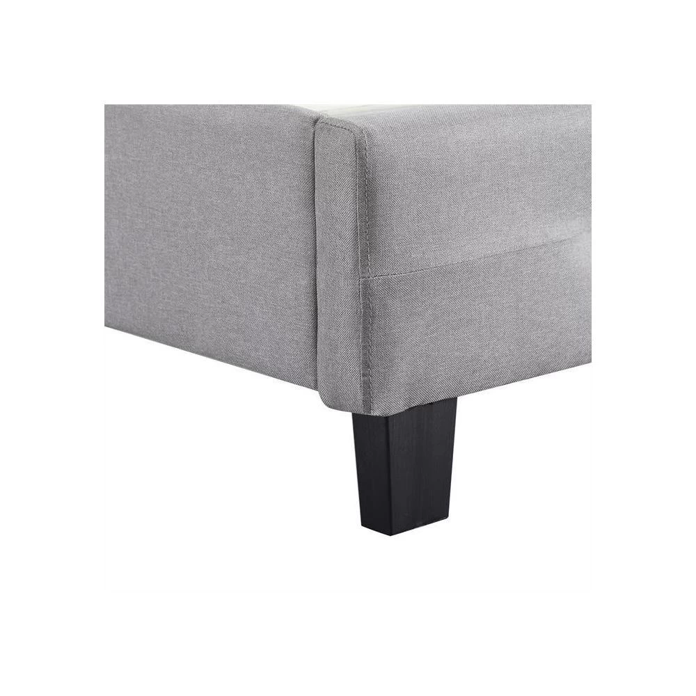 Lit Double MATHIEU 140 X 190 Cm Capitonné Avec Sommier Revêtement En Tissu Gris 4 Lit Double MATHIEU 140 X 190 Cm Capitonné Avec Sommier Revêtement En Tissu Gris – Image 4