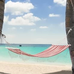 Hamac De Voyage Portable Style Hippie Chic Toile De Hamac Dim. 2L X 1l M Coton Polyester Rouge Crème Rayé -Vous ne pouvez pas battre les meubles. 6acacfb90f792bae6f4feaac5e1238b7 none 602852f4cb72180bc92c02744996a9ae 602852f