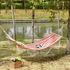 Hamac De Voyage Portable Style Hippie Chic Toile De Hamac Dim. 2L X 1l M Coton Polyester Rouge Crème Rayé -Vous ne pouvez pas battre les meubles. 6acacfb90f792bae6f4feaac5e1238b7 none e41537c4d7214852960584c07d6721c9 e41537c