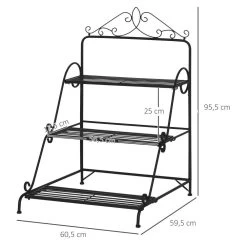 Support Pour Plantes Présentoir Avec étagères En Métal 3 Niveaux Forme Escalier Intérieur/extérieur Dim. 60,5L X 59,5l X 95,5H Cm Noir -Vous ne pouvez pas battre les meubles. 6cf360045f73c9e0e723f859fce399e9 none 081baa0f09be46e2981033095ba028b3 081baa0