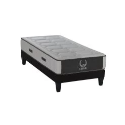 OLYMPE LITERIE | Ensemble César 90x190 Cm | Matelas Mémoire De Forme + Sommier Bois | Ferme
