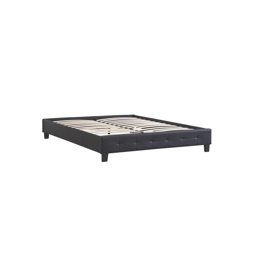 Lit Double Futon GOMERA 160 X 200 Cm Avec Sommier Revêtement Synthétique Noir 3 Lit Double Futon GOMERA 160 X 200 Cm Avec Sommier Revêtement Synthétique Noir – Image 3