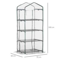 Serre De Jardin Balcon étagère Serre 4 Niveaux 0,7L X 0,5l X 1,6H M Acier époxy Bâche Amovible PVC Haute Densité Transparente
