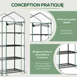 Serre De Jardin Balcon étagère Serre 4 Niveaux 0,7L X 0,5l X 1,6H M Acier époxy Bâche Amovible PVC Haute Densité Transparente -Vous ne pouvez pas battre les meubles. 78a82ea39ad9dea4032769d0f021c05e none 3dec64e82de726d0e7a563736a2b065e 3dec64e