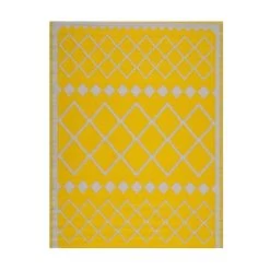 Tapis D'extérieur En Plastique Tressé - 120x160cm - Jaune - Réversible - 100% Polypropylène - 400gr / M2 - AGADIR