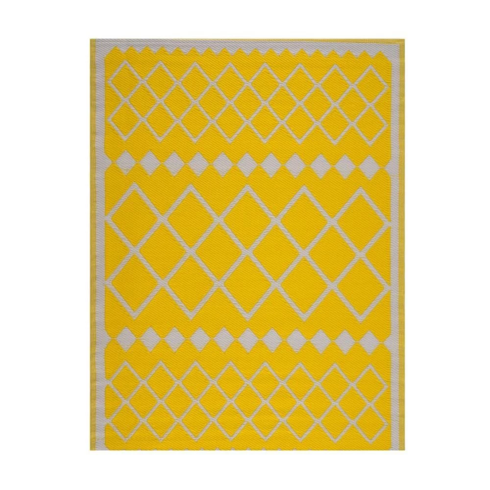 Tapis D'extérieur En Plastique Tressé - 120x160cm - Jaune - Réversible - 100% Polypropylène - 400gr / M2 - AGADIR 1 Tapis D'extérieur En Plastique Tressé - 120x160cm - Jaune - Réversible - 100% Polypropylène - 400gr / M2 - AGADIR