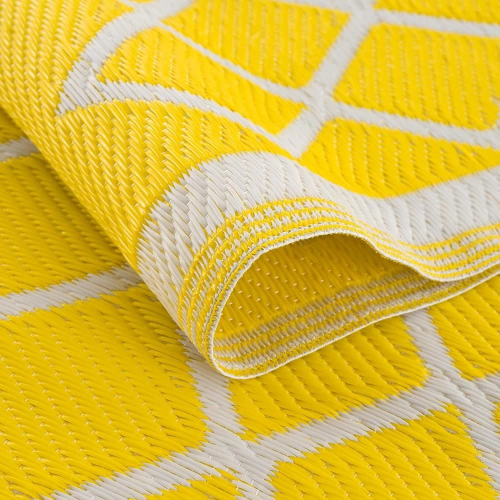 Tapis D'extérieur En Plastique Tressé - 120x160cm - Jaune - Réversible - 100% Polypropylène - 400gr / M2 - AGADIR 2 Tapis D'extérieur En Plastique Tressé - 120x160cm - Jaune - Réversible - 100% Polypropylène - 400gr / M2 - AGADIR – Image 2