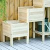 Jardinière Sur Pieds Carré Potager 3 étages Dim. 125L X 45l X 108H Cm Inserts D’irrigation étagère Bois Sapin Naturel