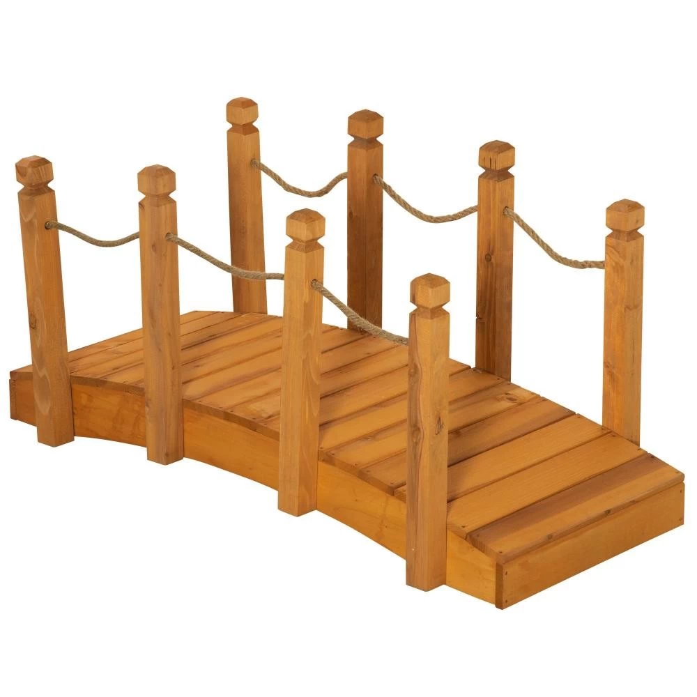 Pont De Jardin - Pont De Bassin - Passerelle En Bois Avec Balustrade - Dim. 121L X 57,5l X 59H Cm - Bois De Sapin Pré-huilé 7 Pont De Jardin - Pont De Bassin - Passerelle En Bois Avec Balustrade - Dim. 121L X 57,5l X 59H Cm - Bois De Sapin Pré-huilé – Image 7