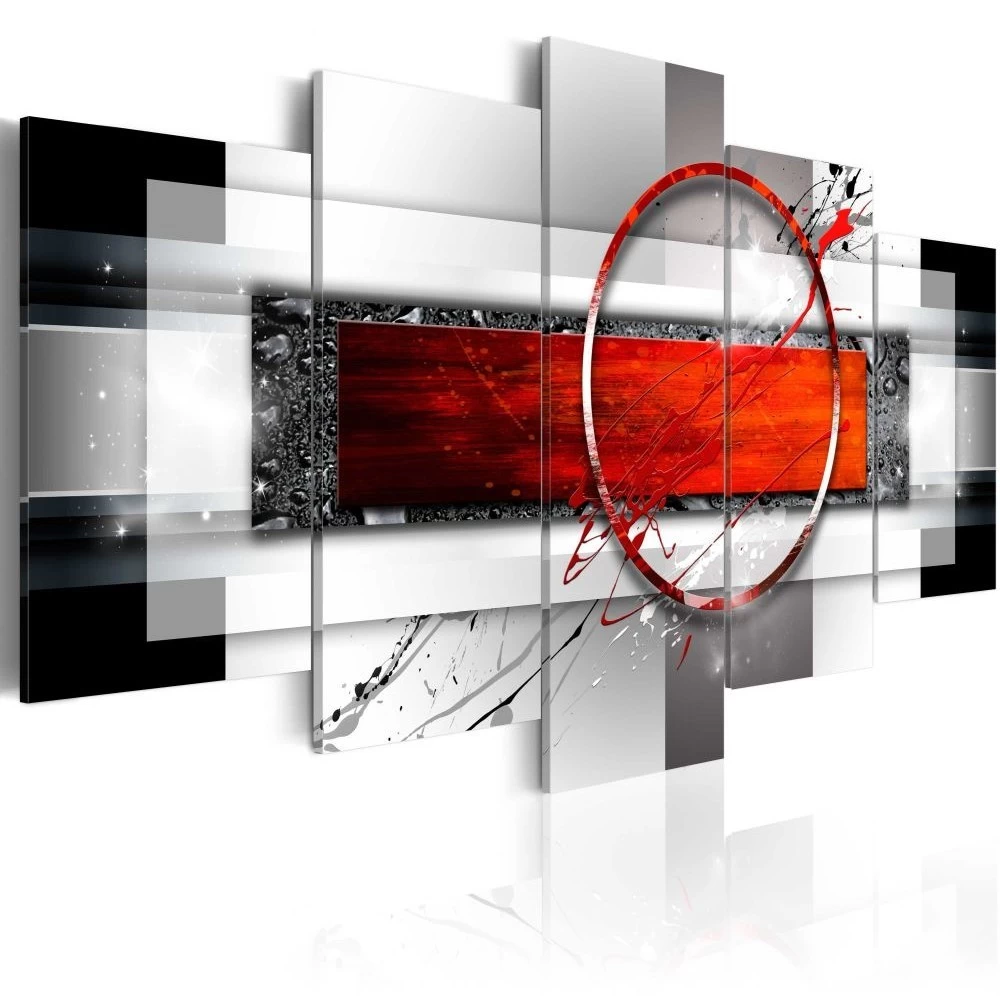 Tableau 5 Panneaux Abstrait Rouge Et Blanc 2 Tableau 5 Panneaux Abstrait Rouge Et Blanc – Image 2
