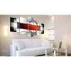 Tableau 5 Panneaux Abstrait Rouge Et Blanc