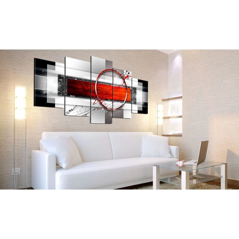 Tableau 5 Panneaux Abstrait Rouge Et Blanc 1 Tableau 5 Panneaux Abstrait Rouge Et Blanc