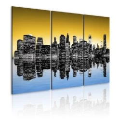 Tableau Triptyque New York Miroir Jaune