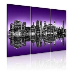 Tableau Triptyque New York Miroir Violet