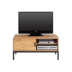 Meuble TV SELMA 1 Porte Coulissante Teinté Brun Clair