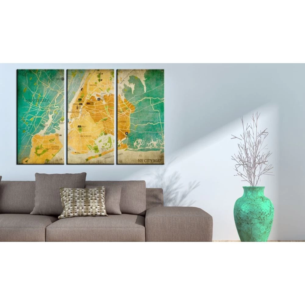 Tableau Triptyque Carte De New York 2 Tableau Triptyque Carte De New York – Image 2