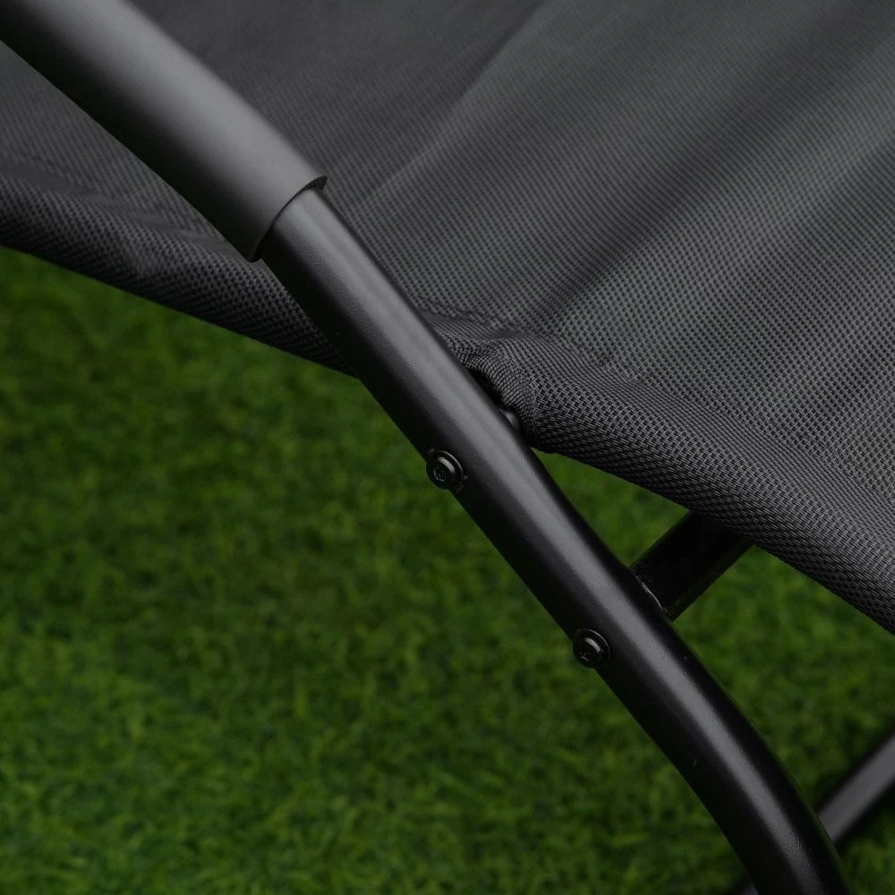 Chaise Longue Transat Design - Assise, Dossier Ergonomique, Accoudoirs - Métal époxy Textilène Noir 1 Chaise Longue Transat Design - Assise, Dossier Ergonomique, Accoudoirs - Métal époxy Textilène Noir