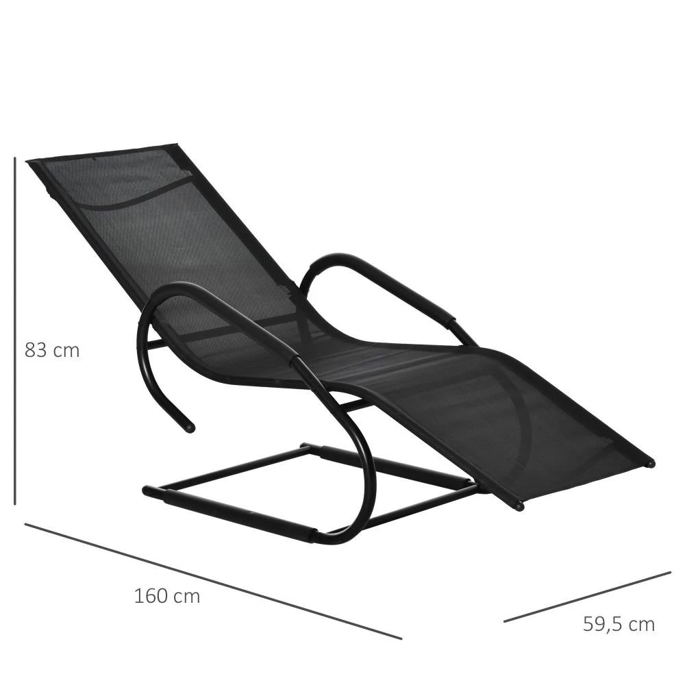 Chaise Longue Transat Design - Assise, Dossier Ergonomique, Accoudoirs - Métal époxy Textilène Noir 3 Chaise Longue Transat Design - Assise, Dossier Ergonomique, Accoudoirs - Métal époxy Textilène Noir – Image 3