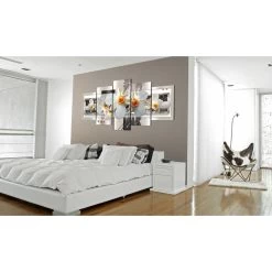 Tableau 5 Panneaux Fleurs Blanches