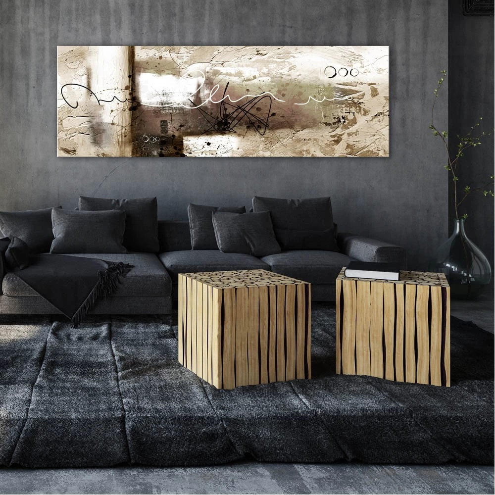 Tableau Imprimé Abstrait Signature Beige Marron 3 Tableau Imprimé Abstrait Signature Beige Marron – Image 3