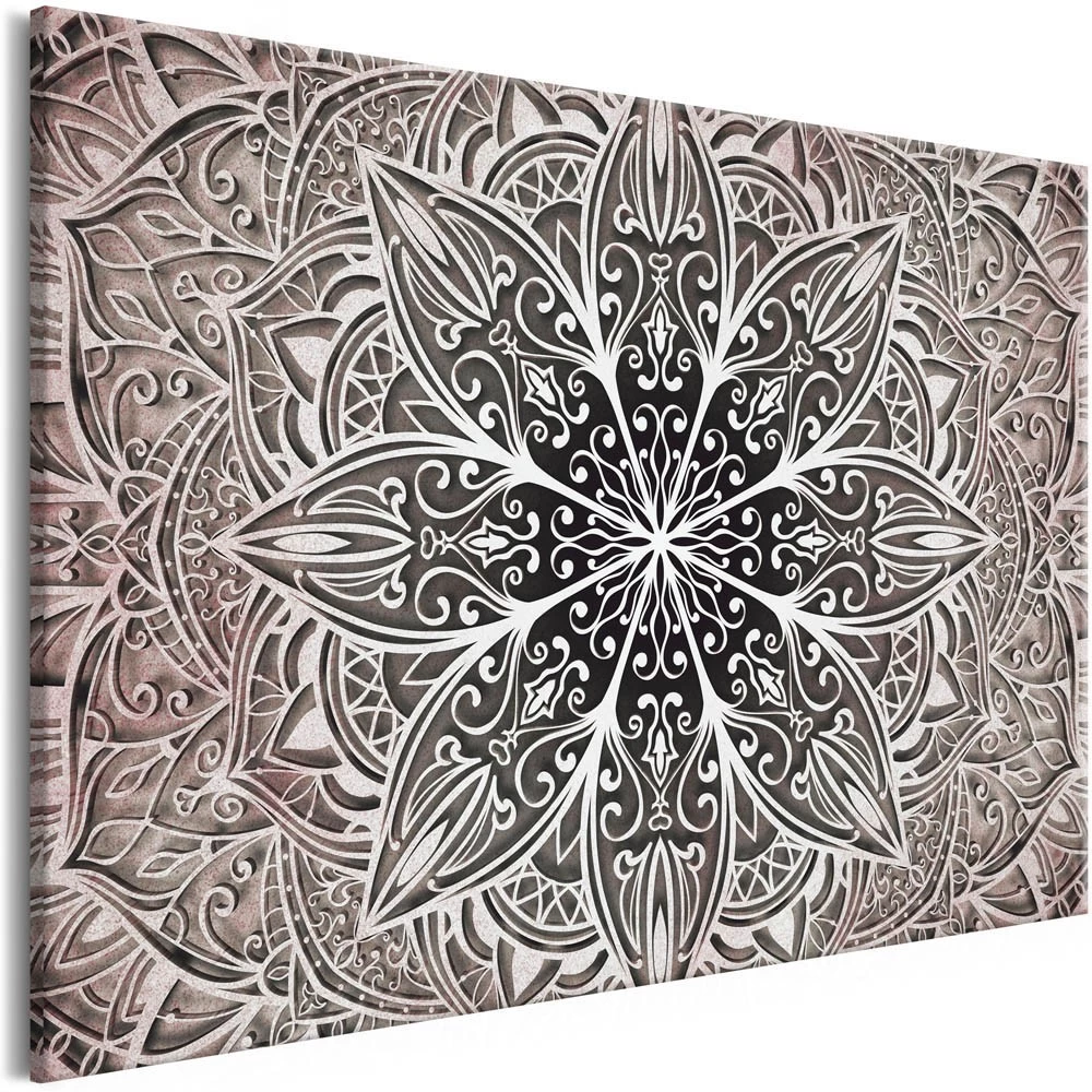 Tableau Imprimé Rosace Style Oriental Effet Bois Gris 3 Tableau Imprimé Rosace Style Oriental Effet Bois Gris – Image 3