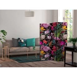 Paravent Imprimé Nature Exotique Multicolore 3 Volets