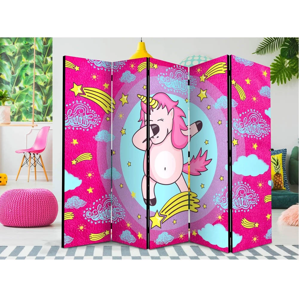 Paravent Imprimé Enfant Danse De La Licorne 5 Volets 3 Paravent Imprimé Enfant Danse De La Licorne 5 Volets – Image 3