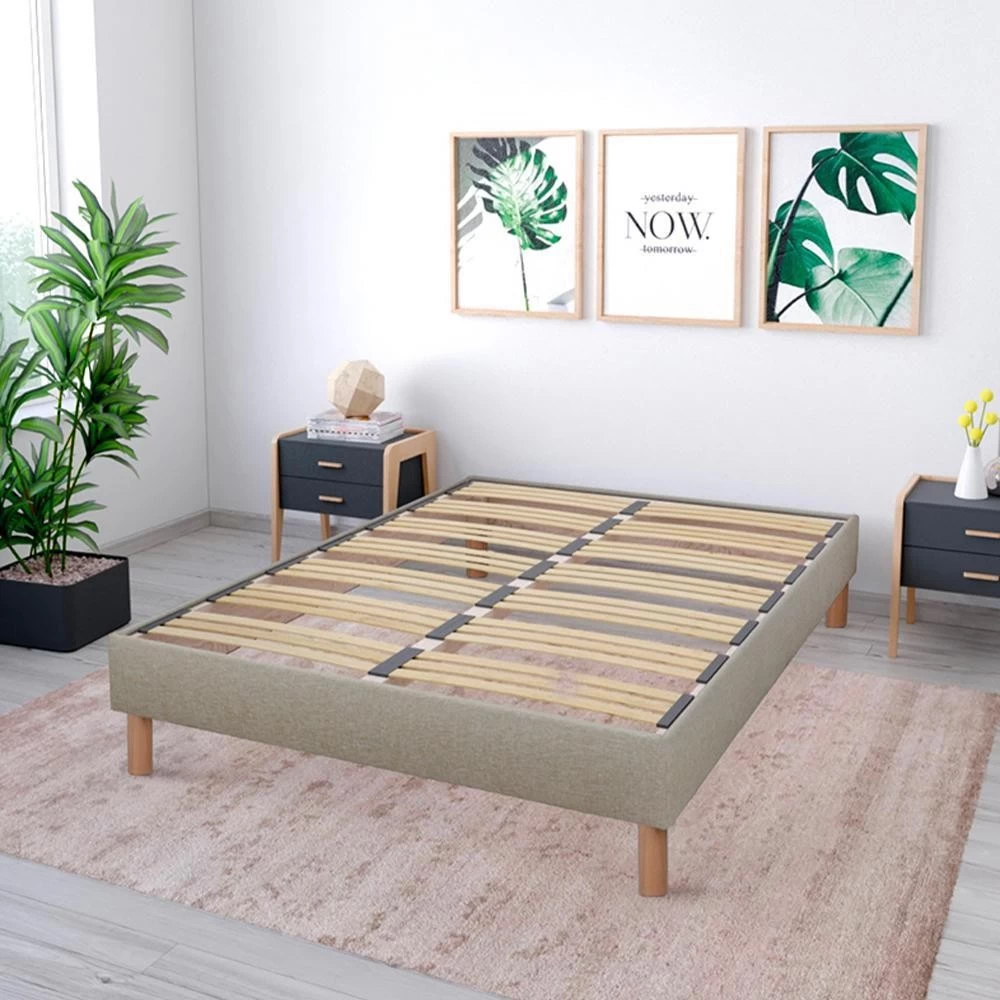 NUIT DE COTON | Sommier En Kit Lino | Beige | 90x190 Cm 1 NUIT DE COTON | Sommier En Kit Lino | Beige | 90x190 Cm