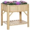 Jardinière Sur Pieds - Carré Potager Avec étagère - Dim. 78L X 58l X 81H Cm - 6 Compartiments - Feutre Drainage Inclus - Bois Sapin Pré-huilé