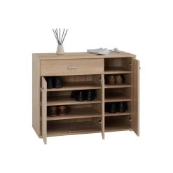 Meuble à Chaussures CAMILLE En Mélaminé Décor Chêne Sonoma