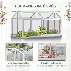 Mini Serre Sur Pieds Dim. 113L X 61l X 128H Cm - 4 Lucarnes, 2 Portes Coulissantes - Piètement Structure Alu. PVC Aspect Bois Gris Polycarbonate -Vous ne pouvez pas battre les meubles. 8a98efa86c05cd84e323b46778abb20e none 63bb84705bfb79ab9f4ff73e8b66e3b1 63bb847