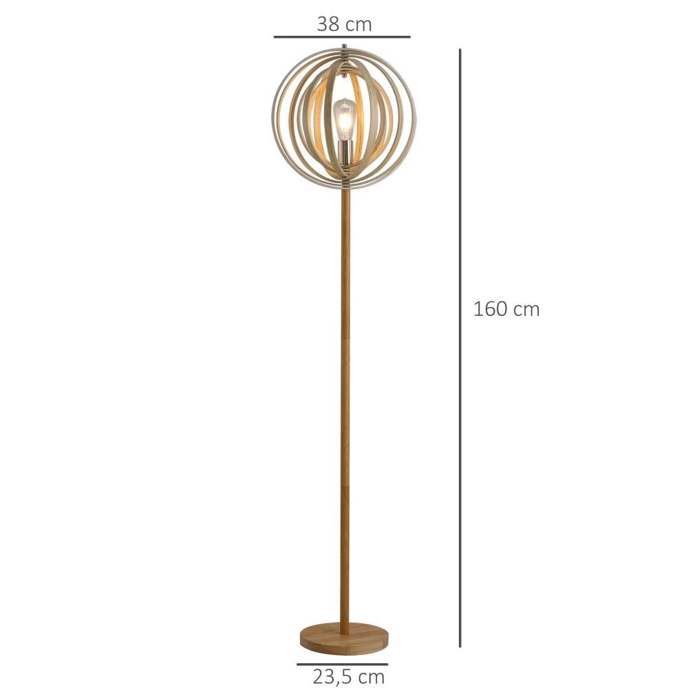 Lampadaire Sur Pied Circulaire 40 W Max. Abat-Jour Bois Naturel Clair Dim. Ø 38 X 160 Cm 9 Lampadaire Sur Pied Circulaire 40 W Max. Abat-Jour Bois Naturel Clair Dim. Ø 38 X 160 Cm – Image 9