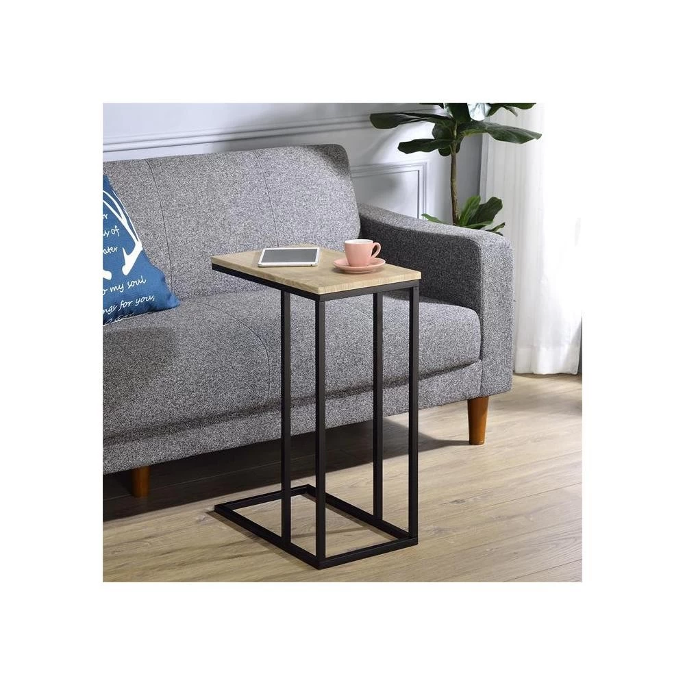 Table D'appoint Rectangulaire DEBORA En Métal Noir Et Décor Chêne Sonoma 1 Table D'appoint Rectangulaire DEBORA En Métal Noir Et Décor Chêne Sonoma