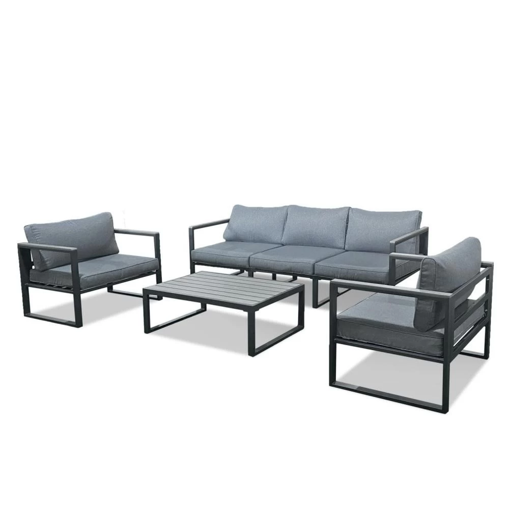 Salon De Jardin Aluminium Et Polywood 5 Places Couleur Gris - VINCENNES 6 Salon De Jardin Aluminium Et Polywood 5 Places Couleur Gris - VINCENNES – Image 6