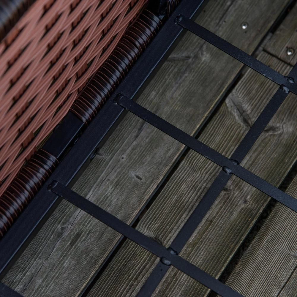 Jardinière Sur Roulettes Dim. 94L X 31l X 36H Cm Feutre De Drainage Inclus Résine Tressée Aspect Rotin Chocolat 5 Jardinière Sur Roulettes Dim. 94L X 31l X 36H Cm Feutre De Drainage Inclus Résine Tressée Aspect Rotin Chocolat – Image 5