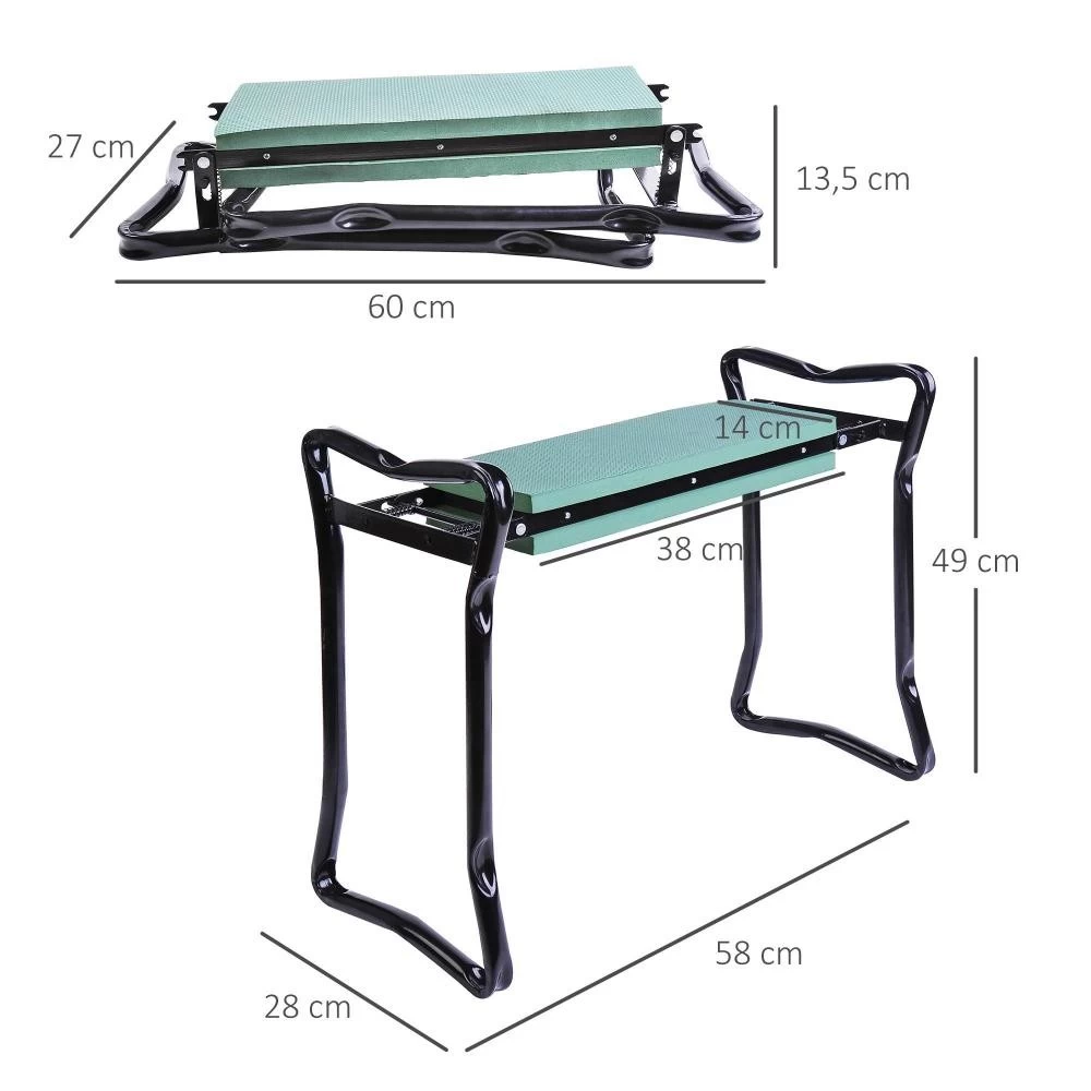 Tabouret De Jardin Pliable Agenouilloir De Jardin Siège Jardinage Avec Coussin Acier EVA Noir Vert 2 Tabouret De Jardin Pliable Agenouilloir De Jardin Siège Jardinage Avec Coussin Acier EVA Noir Vert – Image 2