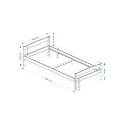 Lit En Pin BORIS 100 X 200 Cm Couleur Hêtre