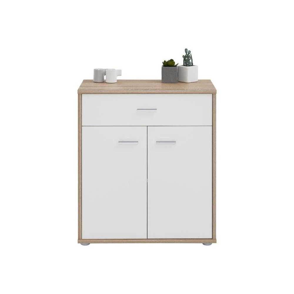 Buffet MONACO En Mélaminé Décor Chêne Sonoma Et Blanc Mat 4 Buffet MONACO En Mélaminé Décor Chêne Sonoma Et Blanc Mat – Image 4