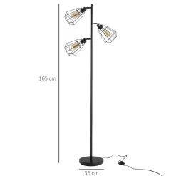Lampadaire Design Industriel 3 Ampoules Max. 40 W Abat-jour Cage Métal Noir -Vous ne pouvez pas battre les meubles. aba150a1af2e9ba231df792ae8e8e86b none 9e1f5d95022f2c7a02547f1049b13b72 9e1f5d9