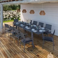 Table De Jardin Extensible Aluminium Anthracite 216/300cm + 10 Fauteuils Empilables - LUXEMBOURG -Vous ne pouvez pas battre les meubles. b1541a7c2fda7da4c1a3a707096e88e5 none 5c46cad07115dc8f4cad8aadb1723f53 5c46cad
