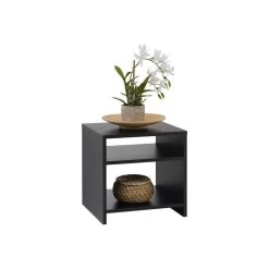 Table D'appoint LIVORNO En Mélaminé Noir Mat